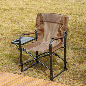Chaise de Réalisateur Pliante en Métal Robuste Portable d'Extérieur avec Accoudoir, <span class=keywords><strong>Table</strong></span> Latérale et Porte-Gobelet - Product Image 2