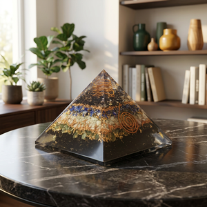 Dernière Pyramide d'Orgone en Cuir Cuivré avec Cristaux de Chakra et Bobines de Cuivre pour Méditation, Protection EMF et Reiki - Product Image 2