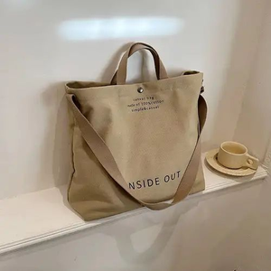 Customized Printing Logo Letter Pattern Large Capacity Eco-friendly Crossbody Tote & Messenger <b>Shopping</b> <b>Bag</b> Recyclable Canvas - Product Image 3