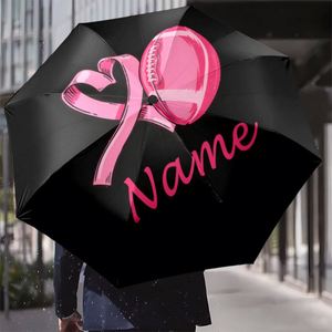 1 Parapluie pliant personnalisé avec nom, ruban rose, thème football, impression UV, sans MOQ, cadeau de sensibilisation, Guarda Chuva Personalizado - Product Image 4