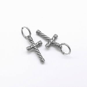 Pendientes colgantes cruzados y únicos de acero de titanio con diseño geométrico para hombres y mujeres, joyería de moda - Product Image 2