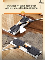 Serpillère plate à clipser en microfibre, serpillère électrostatique pour le nettoyage des sols en carrelage et en bois dur, lavable et réutilisable