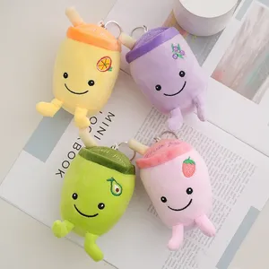 OEM Custom Bubble Tea portachiavi peluche farcito tè al latte morbido Tea Boba peluche personalizzato simpatico portachiavi giocattolo