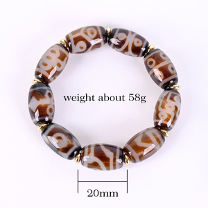 Bracelet en perles d'agate tibétaine naturelle Dzi, bracelet Dzi à neuf yeux en cristal ancien - Product Image 2