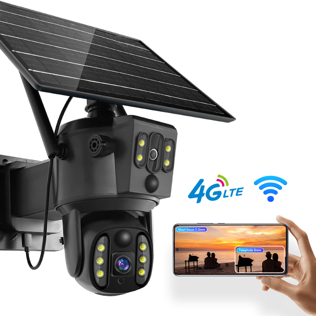 BOYI 4G SIM WiFi Wireless Night Vision Full Color PTZ Waterproof Outdoor Solar Security Camera