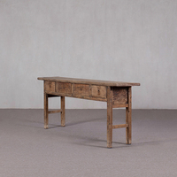 Table rustique en chêne antique de luxe à 5 tiroirs avec bois naturel, buffet en bois vieilli pour la décoration de la maison