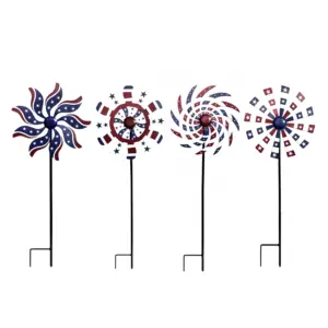 The Old Glory Wind Spinner Stake Garden Ornaments American Independent Day Flag Star Windmill Stake for Garden Decor