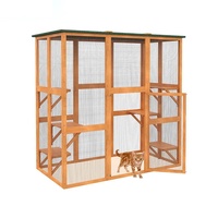 Cage pour animaux de compagnie en bois, cage extérieure en bois, niche pour chat, enclos imperméable pour chat
