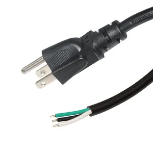 Yarım soyulmuş 18awg3 14awg siyah uzatma kablosu Pigtail Lcd ızgara elektrikli 3prong Nema 515p fiş açık güç kabloları