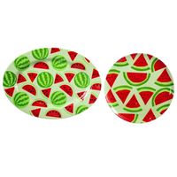 2025 Assiette à dîner en mélamine pastèque 10 "Dia, incassable, lavable au lave-vaisselle, couleurs et motifs personnalisés