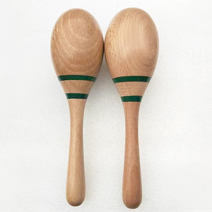 Maraca en bois naturel en gros, shaker à sable portatif, jouet de percussion pour l'enseignement musical en maternelle - Product Image 2