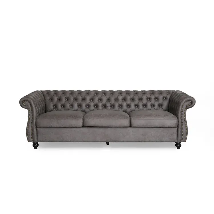 Sofá de couro moderno, frete grátis nos eua móveis sala de estar sofá de couro tufado 3 lugares