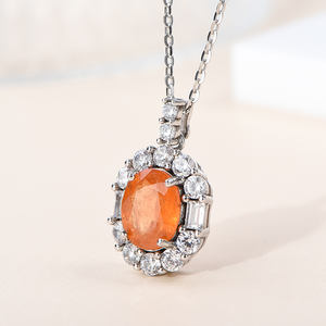 Collar con Colgante de Plata de Ley 925 Chapado en Rodio con Piedra Preciosa de Granate Natural de <span class=keywords><strong>Orande</strong></span>, Proveedor Mayorista para Mujer - Product Image 2