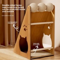Jouet pour chat mural en carton ondulé, style simple, design vertical, résistant à l'usure, anti-chute, avec boule, Noël