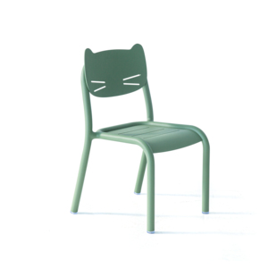 Animal Inspired Aluminum Outdoor <b>Kids</b> Chair with Cat Face - Product Image 1