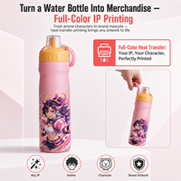 Bouteille de sport 750 ml, impression par transfert thermique couleur, bouteille d'eau isolée sans BPA, gourde isotherme en acier inoxydable, 12-24 heures