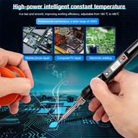 Kit de fer à souder électrique numérique 80W 110V/220V 908S, outil de soudage à température réglable, chauffage en céramique, pointes coniques