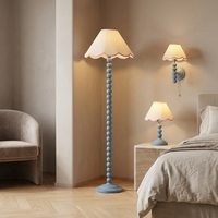 Applique murale vintage style campagne française, abat-jour en tissu perlé bleu, lampe murale moderne minimaliste LED pour chambre à coucher et salon