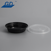 Bol à soupe aux nouilles jetable en gros à emporter bol en plastique d'emballage alimentaire à emporter bol à salade noir avec couvercle transparent