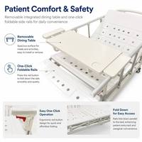 Lit d'hôpital manuel à double manivelle avec dossier et repose-jambes réglables, manivelle pliable dissimulée et surface en acier perforé