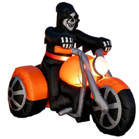 Décoration gonflable d'Halloween : Moto du Grim Reaper lumineuse, décoration gonflable personnalisée pour l'extérieur