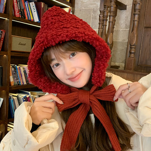 Navidad <span class=keywords><strong>Caperucita</strong></span> Roja personaje pasamontañas sombrero mujeres Otoño Invierno coreano común versátil a prueba de frío oreja cálida - Product Image 1