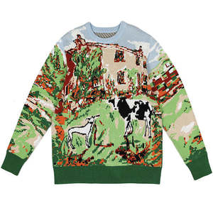 Logo personnalisé OEM & Odm hommes pull motif Jacquard tricots hiver pulls haut en coton col rond mode tricoté hommes pull - Product Image 1