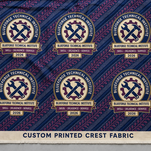 Tessuto in cotone 100% stampato a cera per uniformi scolastiche tecniche, stampa emblema personalizzata, 130 GSM, 44/45 pollici, 600 iarde per balle, Ghana Nigeria - Product Image 1