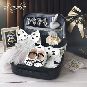 Caja de Regalo de Alta Gama para Bebé, Vestido Negro y Dorado de Princesita con Estampado de Puntos, Conjunto de Algodón Puro, Regalo para Bebé Niña, Luna Llena, 100 Días - Product Image 4