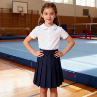 Logo personnalisé OEM ODM uniforme étudiant filles chemisier noir jupe ensemble robe marine jupe à manches courtes ensemble d'uniformes scolaires pour les filles