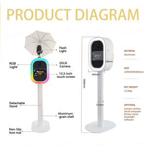 Photomaton à configuration rapide avec appareil <span class=keywords><strong>photo</strong></span> à écran tactile LCD <span class=keywords><strong>de</strong></span> 13.3 pouces avec flash et stand <span class=keywords><strong>de</strong></span> selfie <span class=keywords><strong>de</strong></span> location d'événement parapluie - Product Image 4