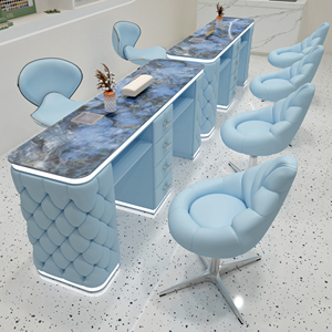 Pink Marble Nail Table Set Adjustable Pedicure Chair Salon Spa Furniture With Storage Drawers - Product Image 5