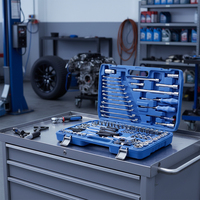 Kit d'outils de réparation automobile 121 pièces en acier au carbone, ensemble d'outils à douilles pour réparation de voitures avec support OEM
