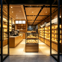 Vitrine de boulangerie haut de gamme multifonctionnelle autoportante, en bois de luxe, avec éclairage LED, couleur personnalisable, complète