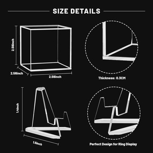 4 gói vô địch Vòng hiển thị trường hợp vuông rõ ràng <span class=keywords><strong>Acrylic</strong></span> Hộp cho bóng chày bóng mềm Nhẫn huy chương tiền Xu Kỷ Niệm - Product Image 3