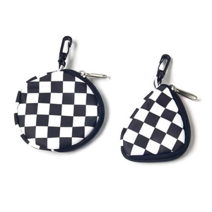 Portachiavi con ciondolo a scacchiera, rotondo e a goccia, con motivo bianco e nero, accessorio di moda per borse e chiavi - Product Image 1