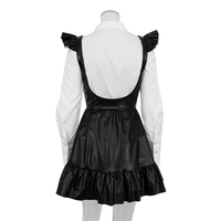 Contraste de couleur deux pièces tenues chemise blanche à manches longues et cuir PU noir débardeur robes femmes vêtements de mode d'été