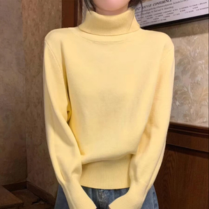 Pull en cachemire épais à col montant personnalisé pour femme, idéal pour l'automne et l'hiver, en laine tricotée, à porter en sous-vêtement - Product Image 1
