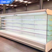 Vitrine réfrigérée à rideau d'air à température unique avec contrôle numérique et dégivrage automatique pour supermarchés et magasins de proximité