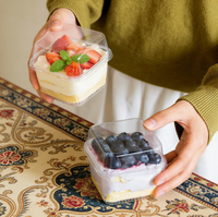 Boîte à tiramisu carrée, boîte d'emballage en plastique transparent, boîte à dessert pour gâteau mousse en couches et autres friandises sucrées