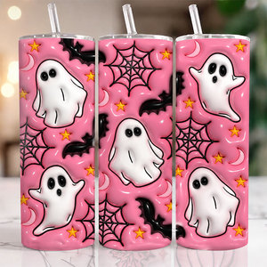 Gobelet isotherme personnalisé par sublimation 20oz pour Halloween et Noël, tasse de voyage droite et mince avec paille - Product Image 1