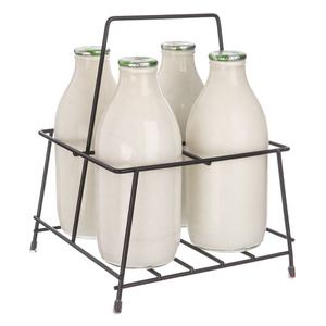 Customized Wire Metal 4 Milk Bottle Holder Carrier Basket Tidy Crate Rack