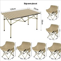 Ensemble de table et chaises de camping pliantes carrées modernes en acier au carbone, robustes et portables, pour l'extérieur et le jardin
