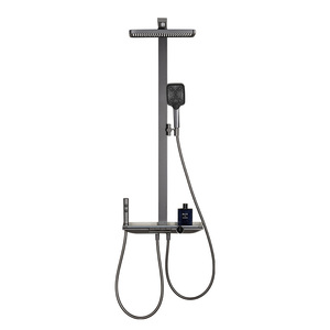 Sistema de grifería digital moderno de pared <span class=keywords><strong>con</strong></span> un solo control para baño y <span class=keywords><strong>ducha</strong></span>, columna mezcladora <span class=keywords><strong>con</strong></span> estante de almacenamiento - Product Image 1
