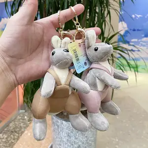 Sıcak satış dolması peluş sırt çantası kolye kapmak makinesi bebek toptan peluş bebek kanguru hayvanlar anahtarlık
