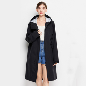 Impermeabile lungo da <span class=keywords><strong>donna</strong></span> impermeabile giacca antipioggia leggera con cappuccio giacca a vento impermeabile impermeabile impermeabile da viaggio all'aperto - Product Image 4