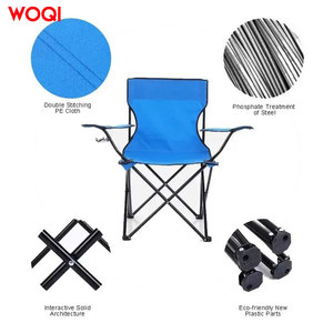 Chaise de camping Woqi, chaise pliante portable avec accoudoirs, porte-gobelet, structure en aluminium, tissu Oxford, chaise de jardin - Product Image 2