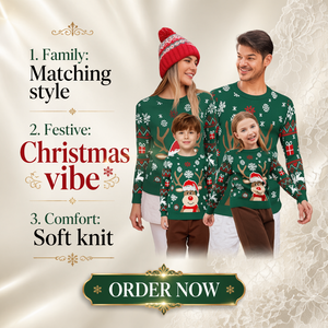 <span class=keywords><strong>Pull</strong></span> en tricot épais à motif de rennes de Noël pour la famille FNJIA, pour femmes, hommes et enfants, <span class=keywords><strong>pull</strong></span> de Noël moche - Product Image 3