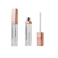Tube Lip Gloss Plastik Hitam Persegi dengan Tutup Sekrup, Sablon Layar LED, Kapasitas 5ml dan Cermin