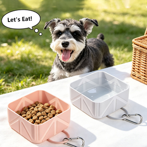 Bol pliable en silicone pour chien 500 ml avec mousqueton, bol de voyage pliable pour animaux de compagnie pour le camping en plein air, la randonnée, bol à eau pour chat et chien - Product Image 5